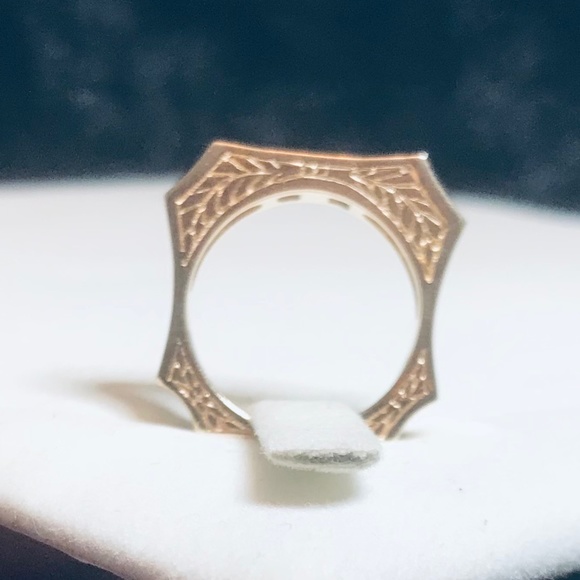 Solid 14K Yellow Gold Diamond & Sapphire Ring - Picture 11 of 16